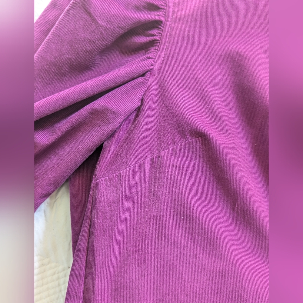 NWOT...GAP Purple Corduroy Puff Sleeve Dress Size XS - Picture 10 of 11